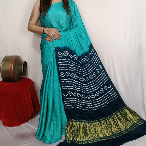 modal silk bandhani saree