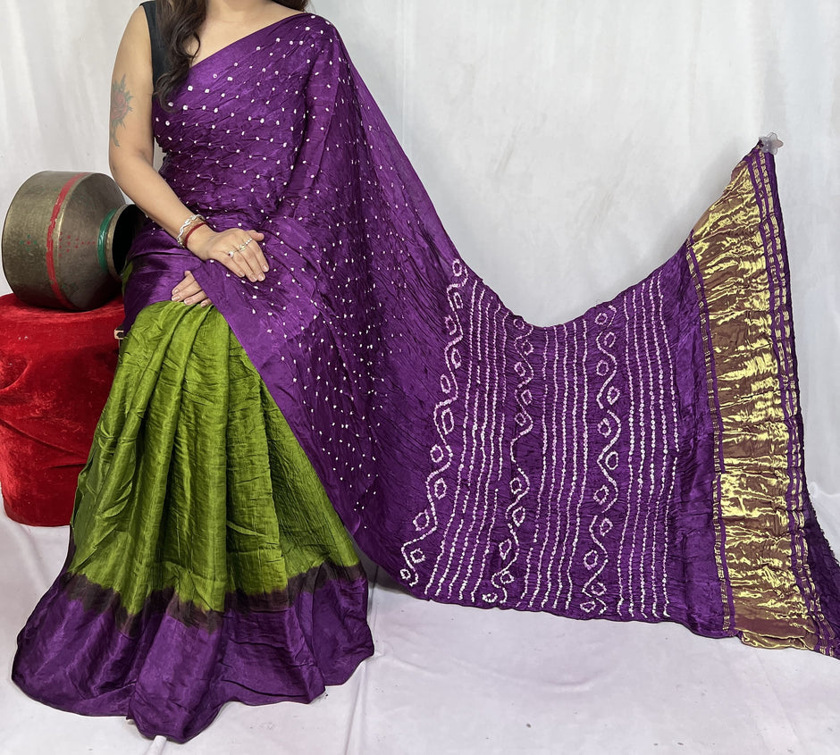 modal silk bandhani saree