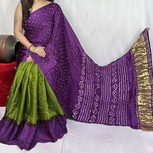 modal silk bandhani saree