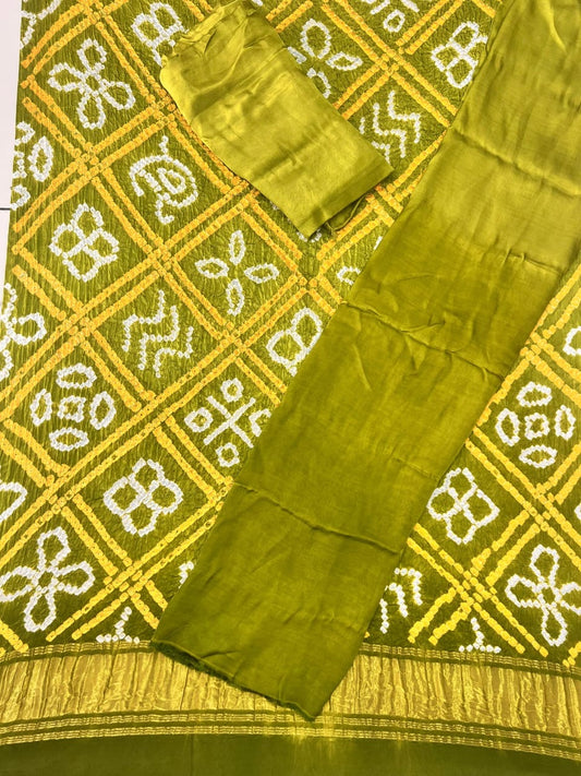 Modal silk seded color bandhani 3 piece suit