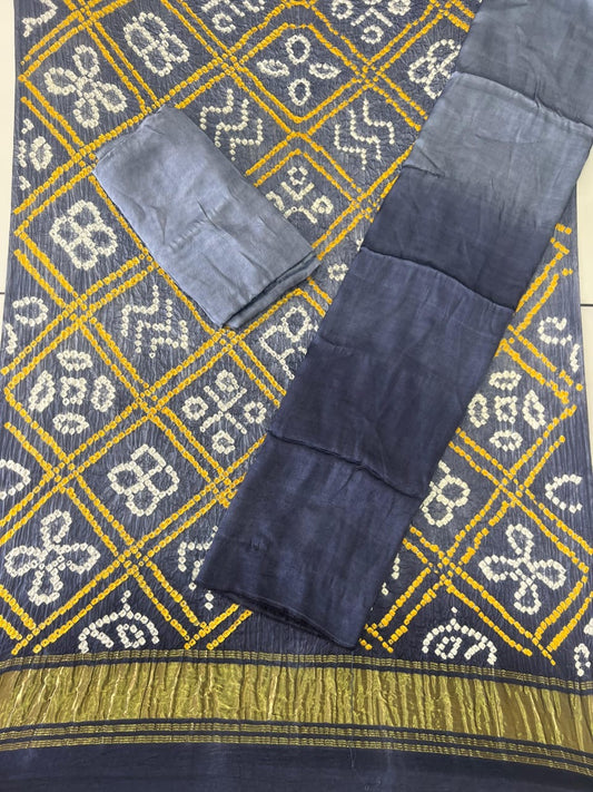 Modal silk seded color bandhani 3 piece suit