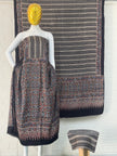 Pure Modal Silk Ajrakh Hand Block Print Nechral Dye 3 Pice Suit without zari pallu