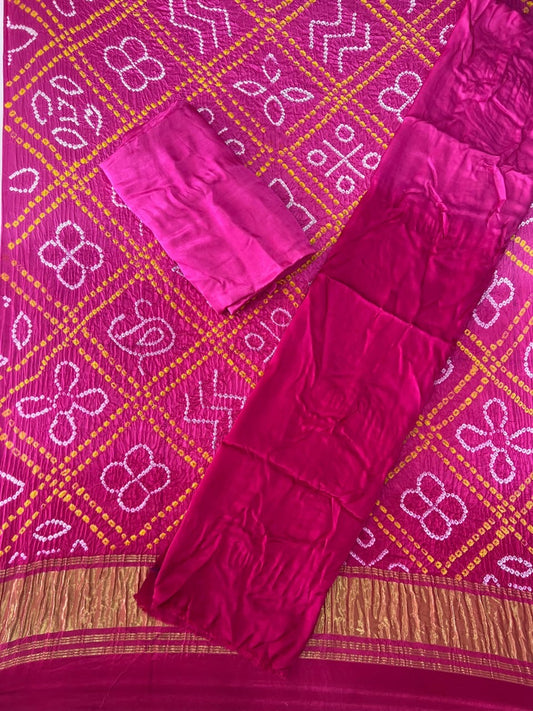 Modal silk seded color bandhani 3 piece suit