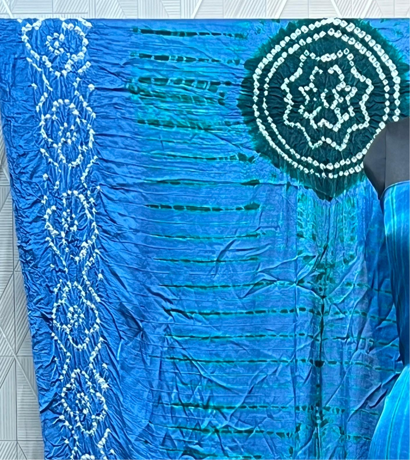 Sky blue & green Modal Silk Tie & Dye Bandhani Dupatta 3 Piece Suits
