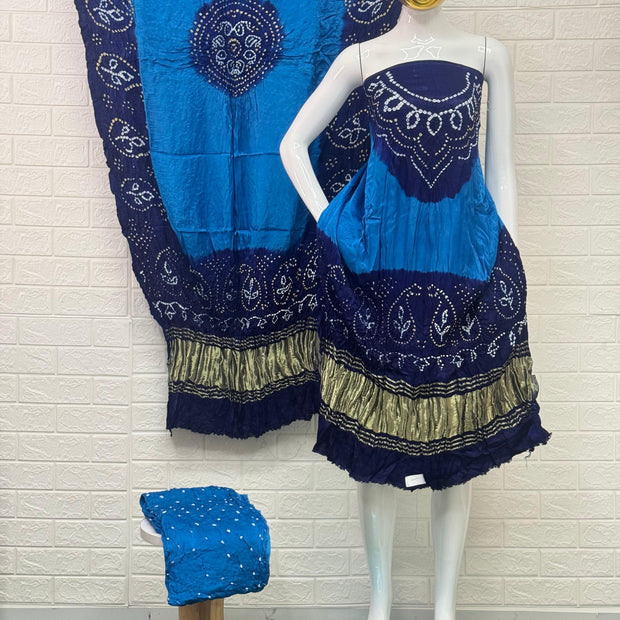 Modal Silk  Bandhani 3-Piece Suit with Zari Pallu Dupatta | Dot Bandhani Bottom