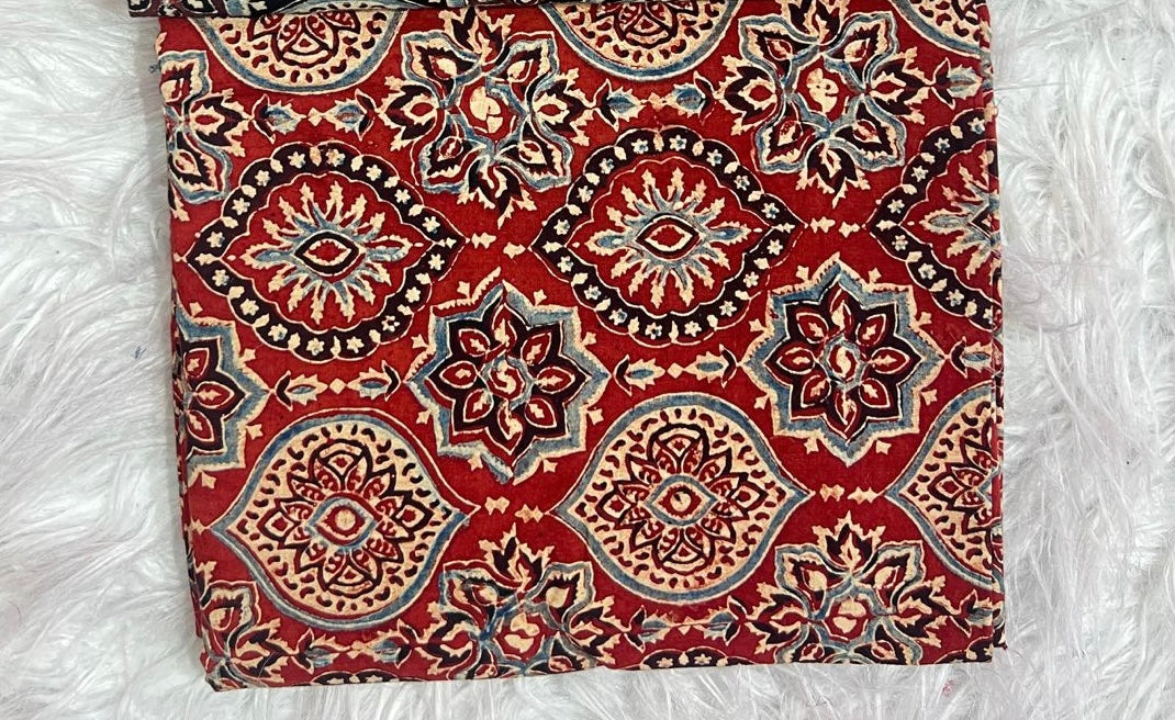 Cotton running febric hand block print natural dye