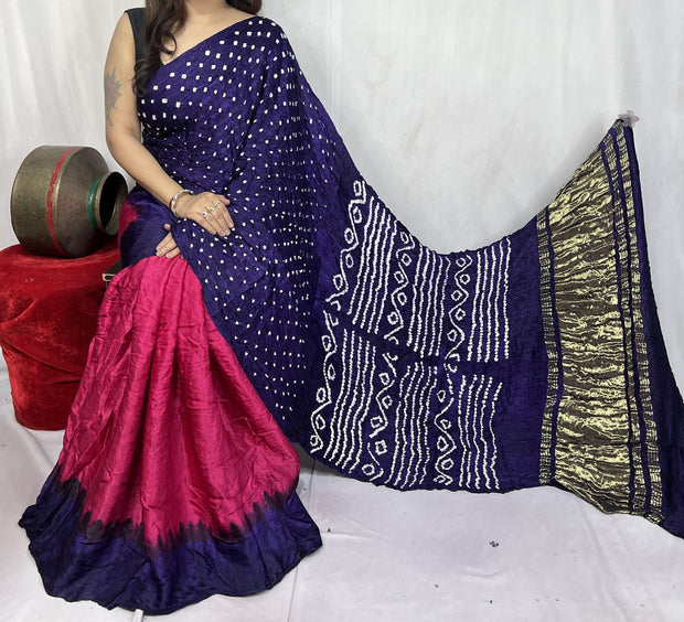 modal silk bandhani saree