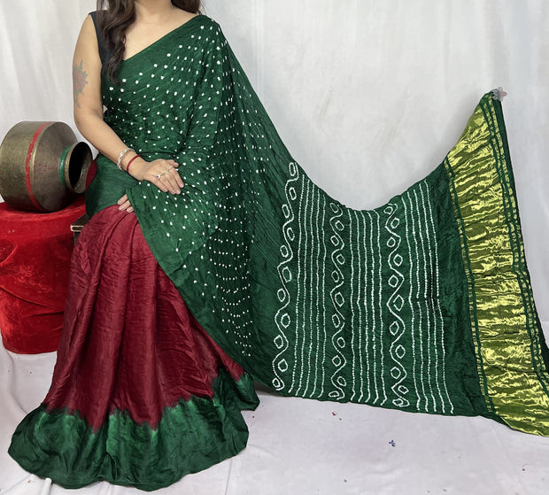 modal silk bandhani saree