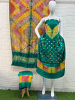 Modal Silk Shibori & bandhani suit Set multi color with neck and daman patta