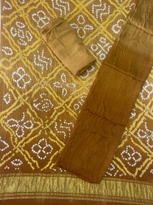 Modal silk seded color bandhani 3 piece suit