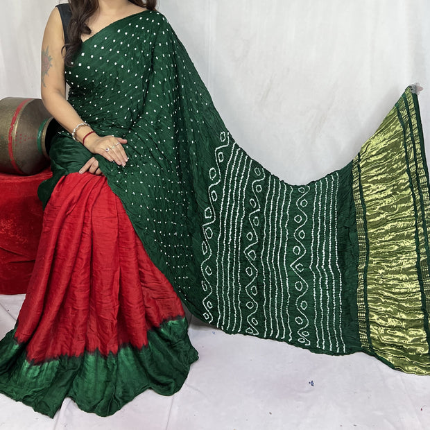 modal silk bandhani saree