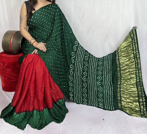 modal silk bandhani saree
