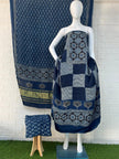 Pure Modal Silk Ajrakh Hand Block Print Neptol Dye 3 Pice Suit
