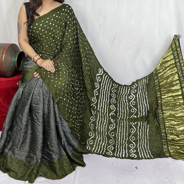 modal silk bandhani saree