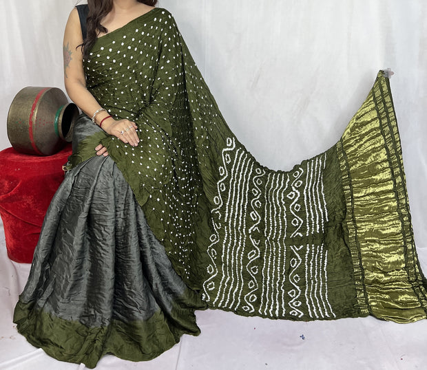 modal silk bandhani saree