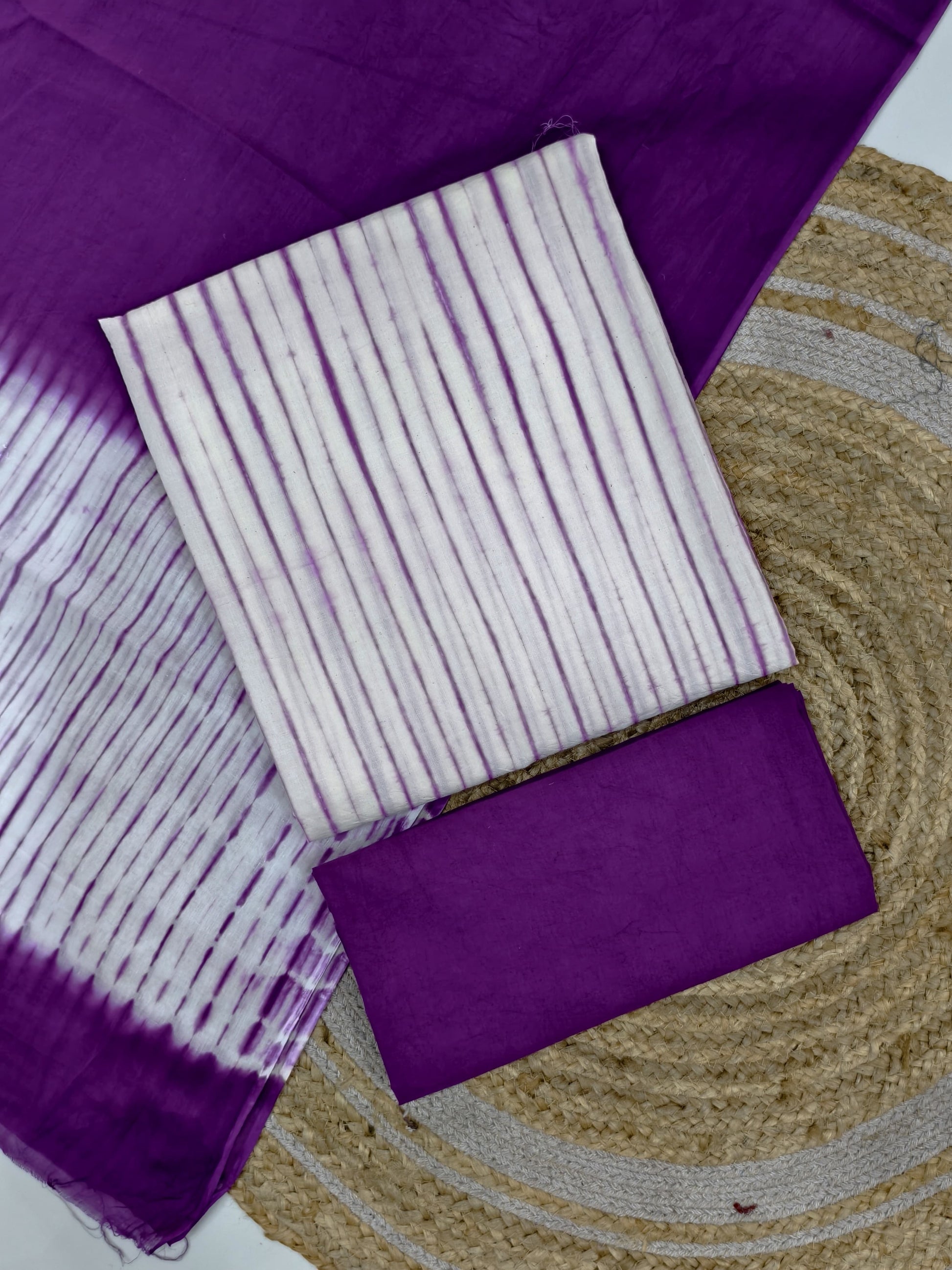 Handcrafted Tie‑Dye Cotton Suit Set – 3‑Piece Kurta Bottom Dupatta”