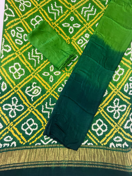 Modal silk seded color bandhani 3 piece suit