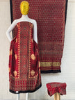 Pure Modal Silk Ajrakh Hand Block Print Nechral Dye 3 Pice Suit