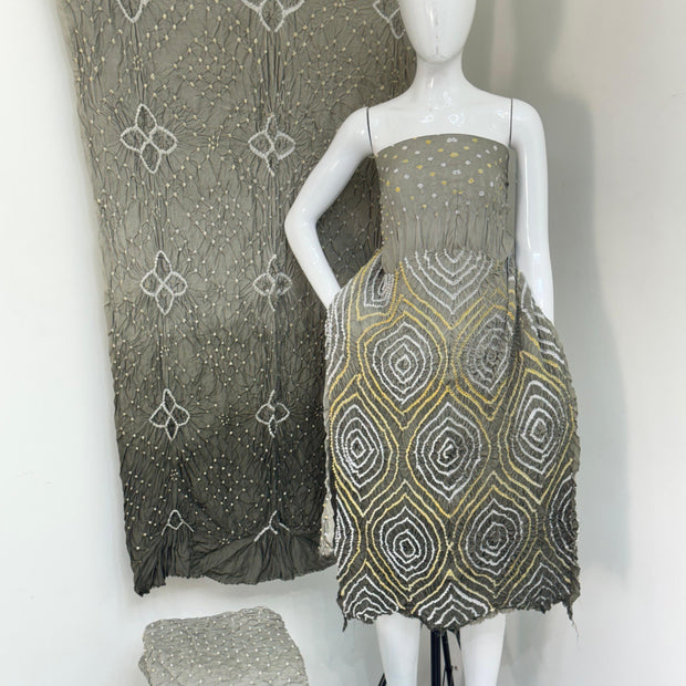 Maslin suit Bandhani 3-Piece Suit without Zari Pallu Dupatta | Dot Bandhani Bottom