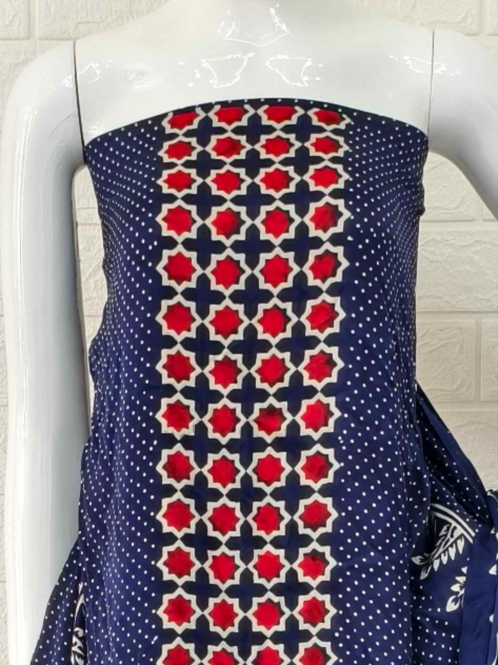Buy Ajrakh Hand Block Print Neptol Dye 3 Pice Suit