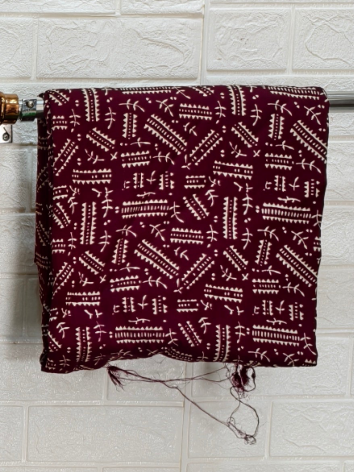 Pure Modal Silk Maroon Ajrakh Hand Block Print Neptol Dye 3 Pice Suit