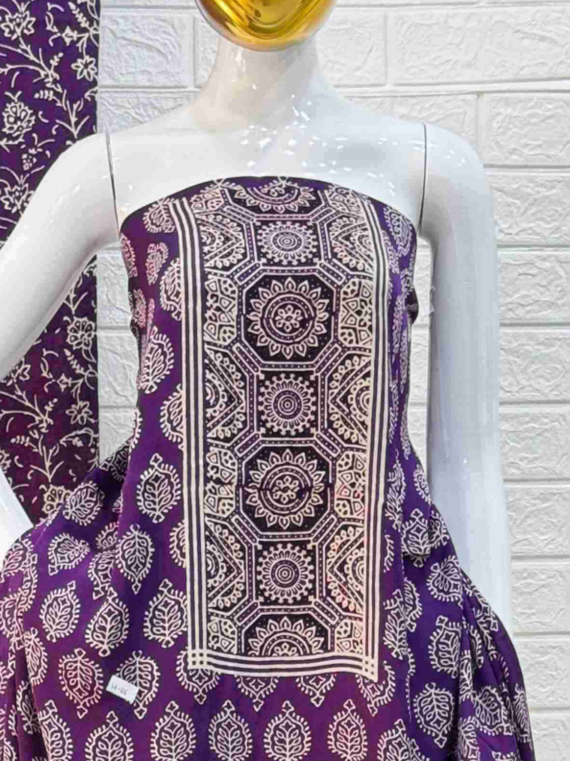 Pure Modal Silk Ajrakh Hand Block Print Neptol Dye 3 Pice Suit