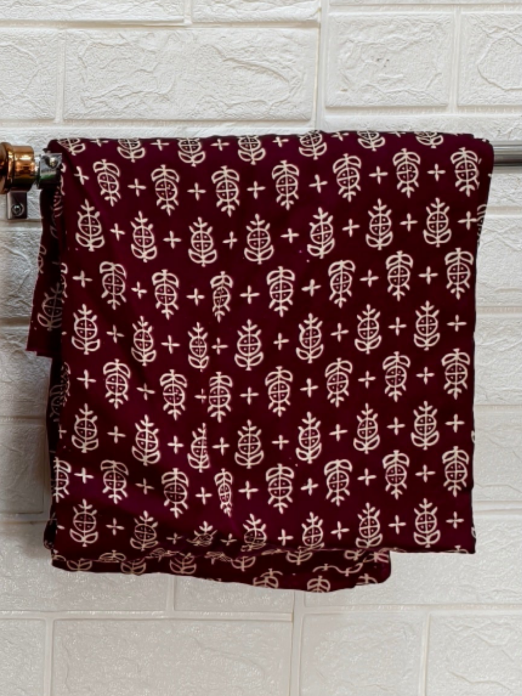 Pure Modal Silk Maroon Ajrakh Hand Block Print Neptol Dye 3 Pice Suit