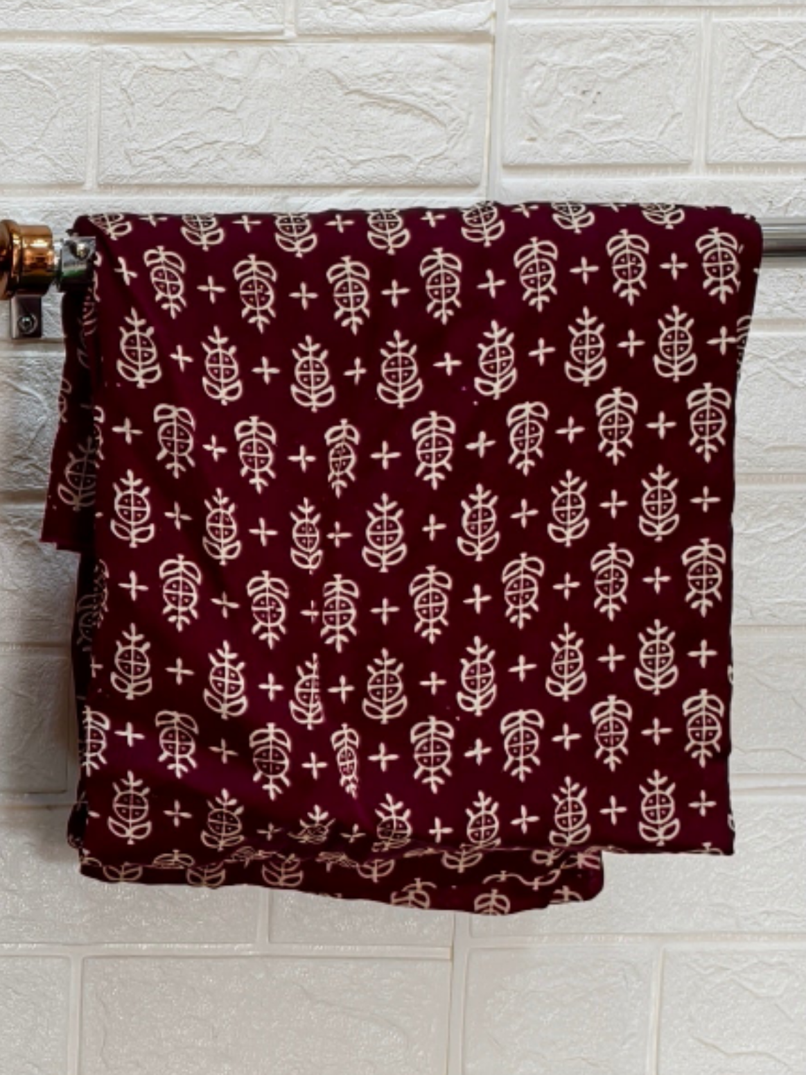 Pure Modal Silk Maroon Ajrakh Hand Block Print Neptol Dye 3 Pice Suit