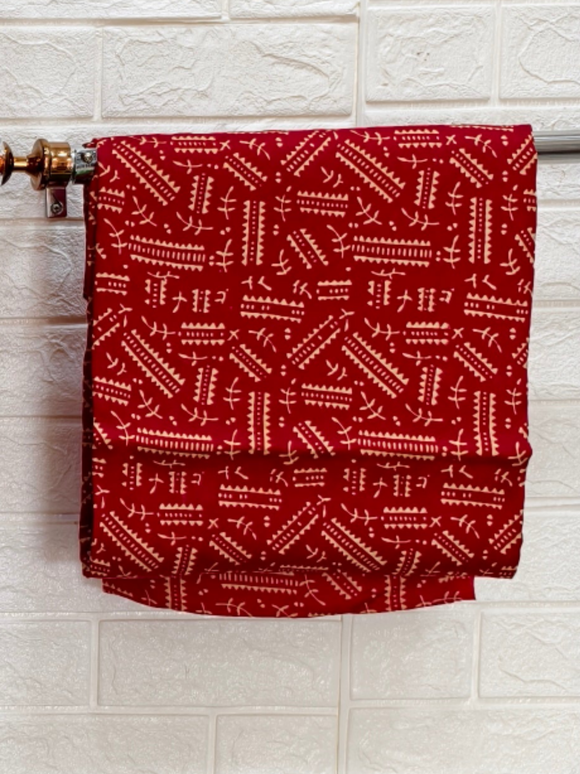 Pure Modal Silk Red Ajrakh Hand Block Print Neptol Dye 3 Pice Suit