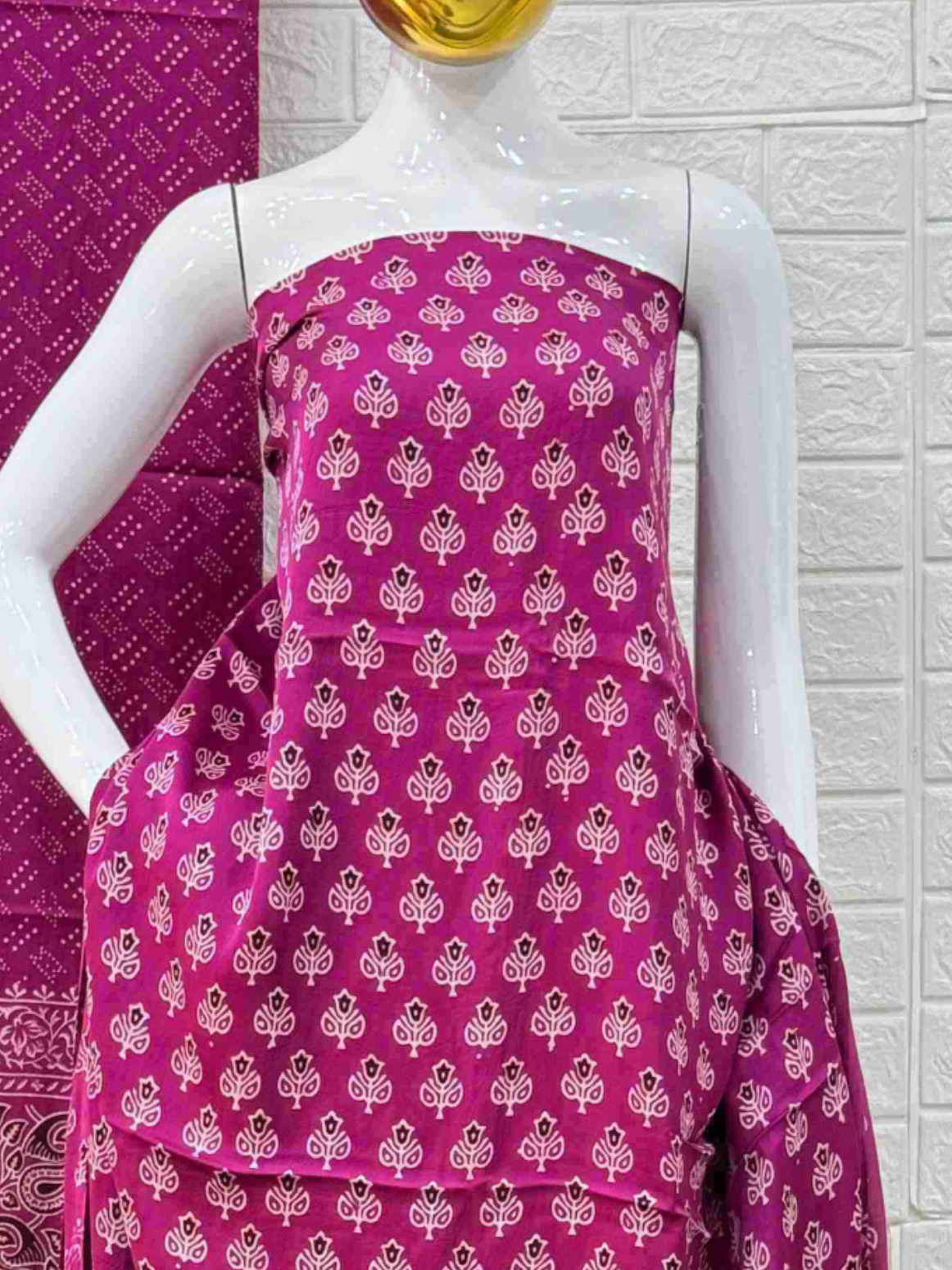 Pure Modal Silk Ajrakh Hand Block Print Neptol Dye 3 Pice Suit
