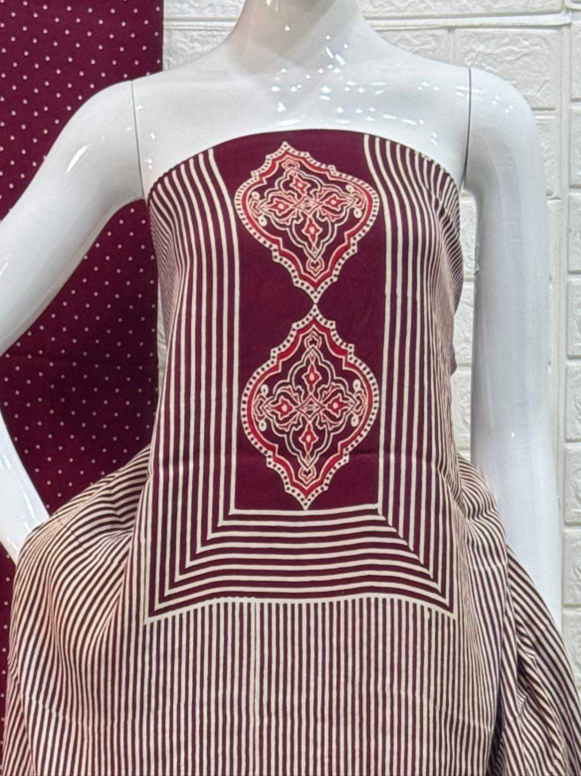 Pure Modal Silk maroon Ajrakh Hand Block Print Neptol Dye 3 Pice Suit