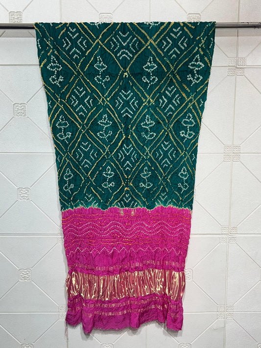 Modal Silk Barbhat Bandhej Barik bandhani With Zari Pallu Dupatta