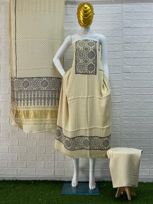 Ajrakh Hand Block Print Neptol Dye 3 Pice Suit