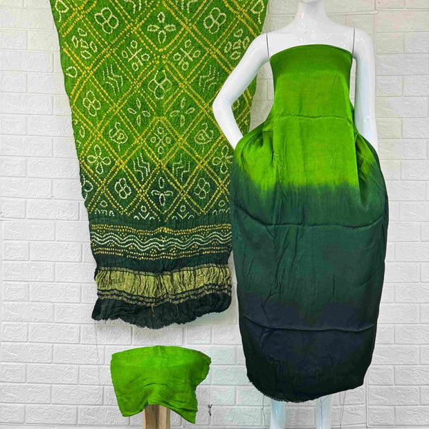 Modal Silk Shaded Lite & Dark Suit with Bandhej Barbhat Dupatta & Zari Pallu
