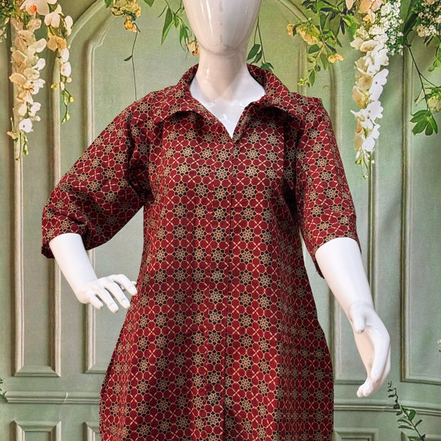 Ajrakh Hand Block Print Pure Cotton Shirt