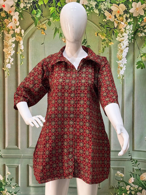 Ajrakh Hand Block Print Pure Cotton Shirt