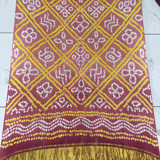 Modal Silk Shaded Lite & Dark Suit with Bandhej Barbhat Dupatta & Zari Pallu