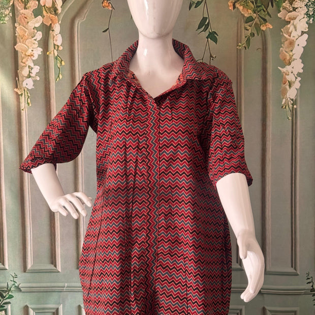 Ajrakh Hand Block Print Pure Cotton Shirt