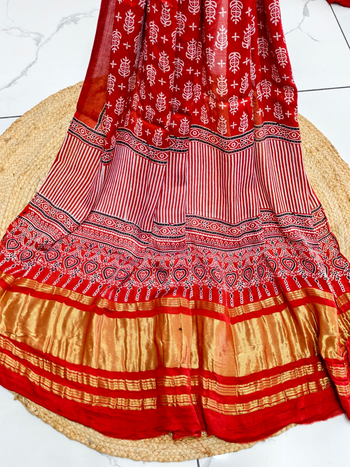 Modal Silk Rast Ajrakh Hand Block Print Suit with Neptol Dye & Zari Pallu Dupatta – Premium Designer Ethnic Wear
