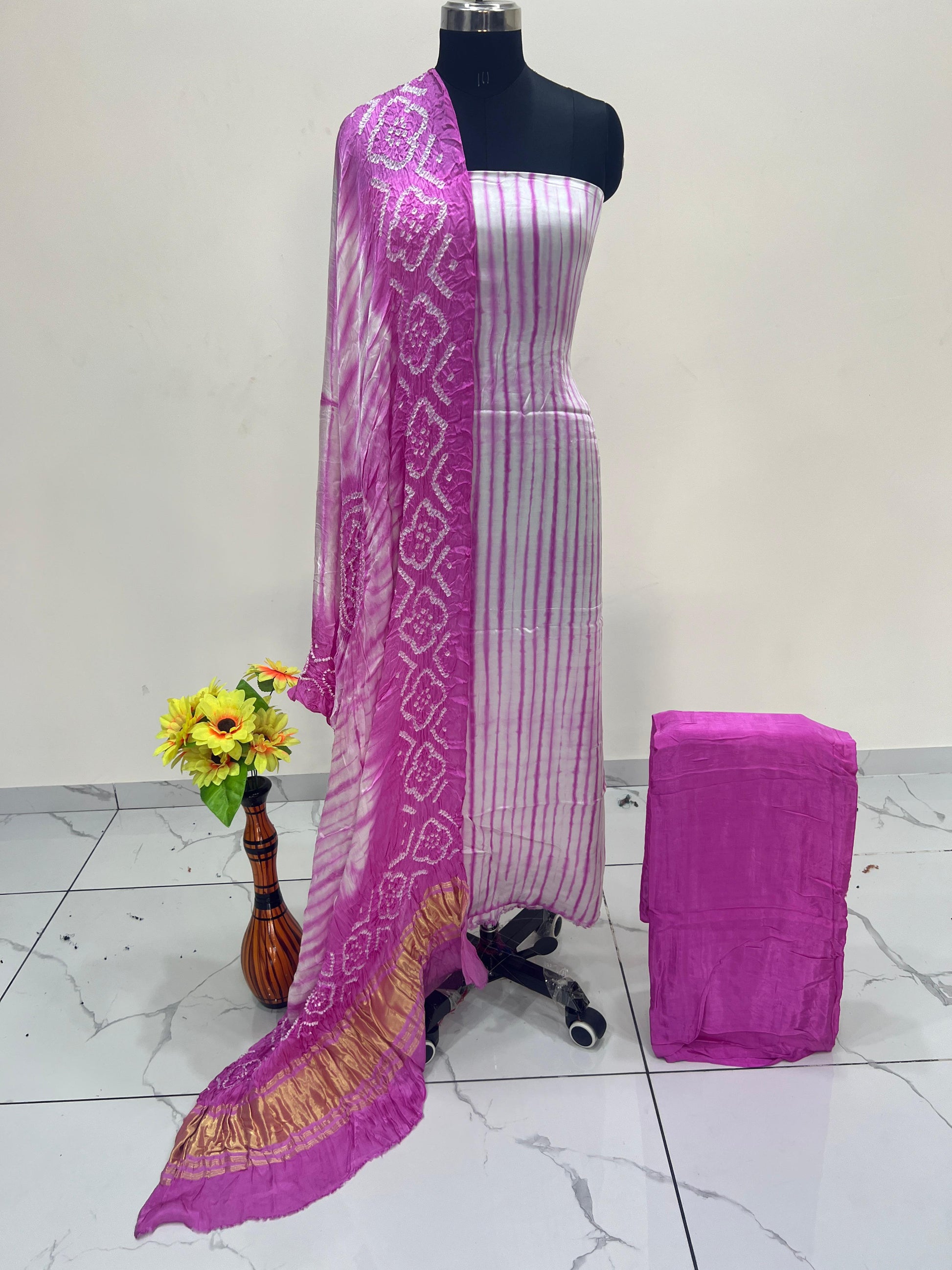 Modal Silk Tiy & Dye Bandhani dupatta 3 Pice suits