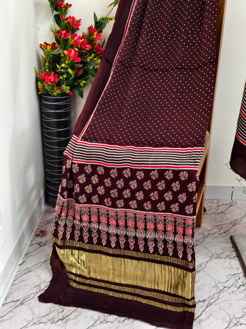 Modal Silk Ajrakh Hand Block Print Suit with Neptol Dye & Zari Pallu Dupatta – Premium Designer Ethnic Wear