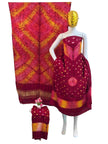 Modal Silk Shibori Suit: Malti Color Bandhani 3-Piece Dress with Zari Pallu