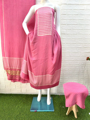 Modal Silk Ajrakh Hand Block Print 3 Piecea Suit – Zari Pallu Dupatta