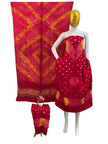 Modal Silk Shibori Suit: Malti Color Bandhani 3-Piece Dress with Zari Pallu