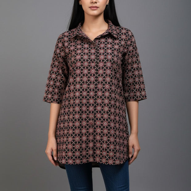 Ajrakh Hand Block Print Pure Cotton Shirt