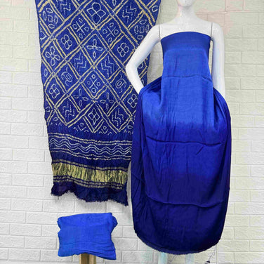 Modal Silk Shaded Lite & Dark Suit with Bandhej Barbhat Dupatta & Zari Pallu