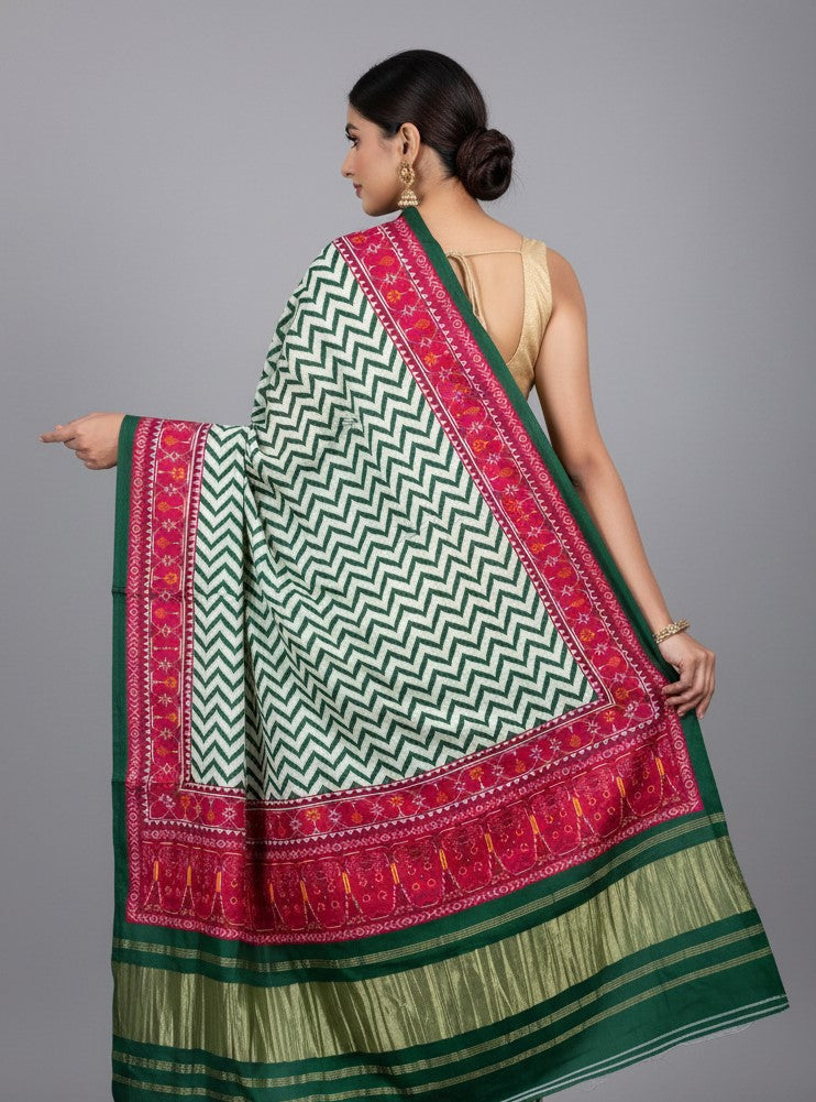 Pure Model Silk Digital Print With Zari Pallu Dupatta