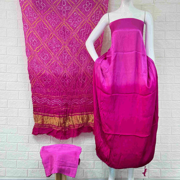 Modal Silk Shaded Lite & Dark Suit with Bandhej Barbhat Dupatta & Zari Pallu