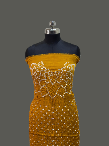 Buy Online Modal Silk Bandhani Makdi Design 3 Piece Suit Set – Zari Dupatta