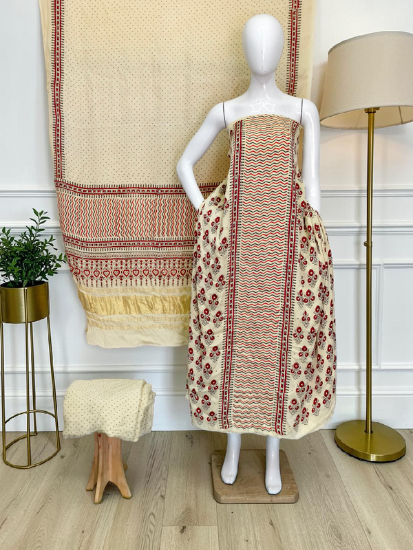 Modal Silk Ajrakh Hand Block Print Suit with Neptol Dye & Zari Pallu Dupatta – Premium Designer Ethnic Wear